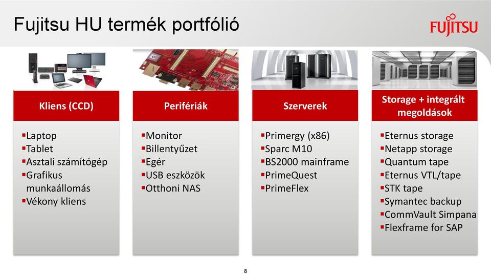 Otthoni NAS Primergy (x86) Sparc M10 BS2000 mainframe PrimeQuest PrimeFlex Eternus storage Netapp