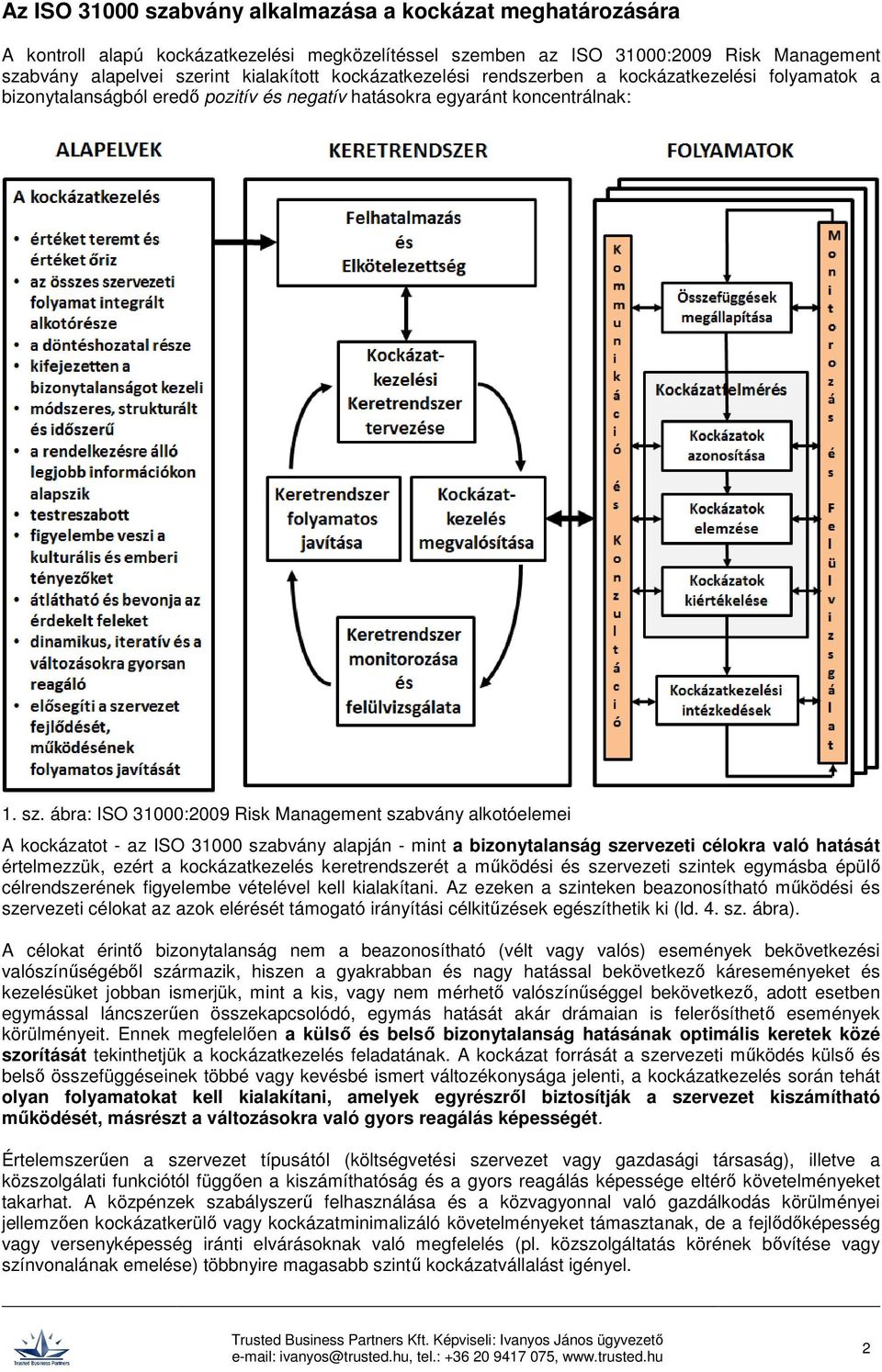 ábra: ISO 31000:2009 Risk Management szabvány alkotóelemei A kockázatot - az ISO 31000 szabvány alapján - mint a bizonytalanság szervezeti célokra való hatását értelmezzük, ezért a kockázatkezelés
