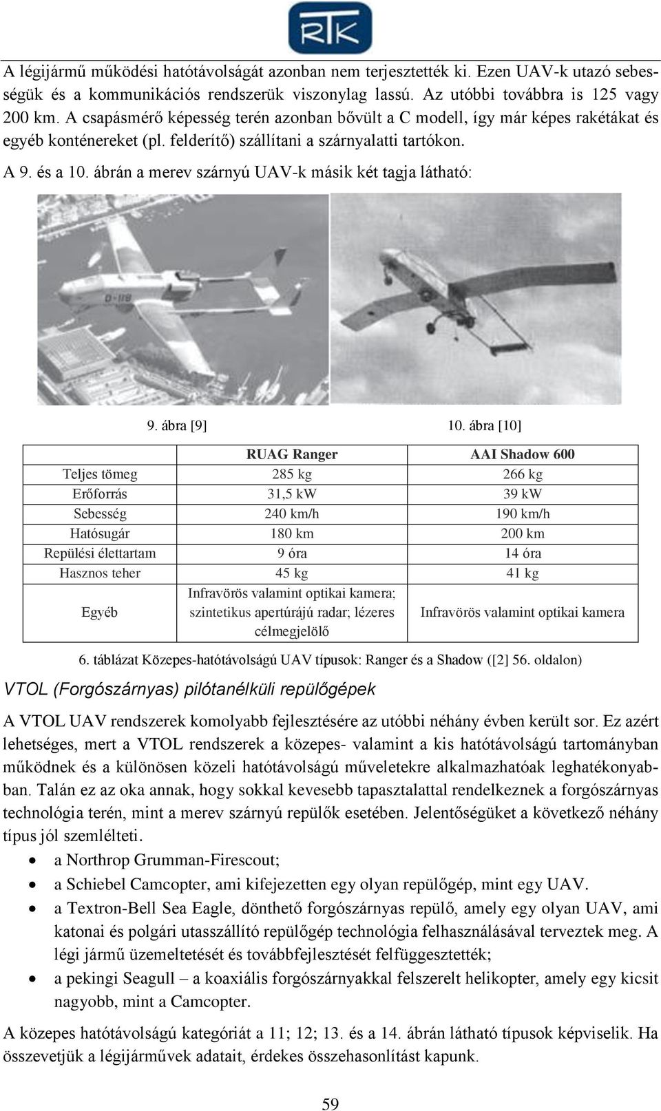 ábrán a merev szárnyú UAV-k másik két tagja látható: 9. ábra [9] 10.