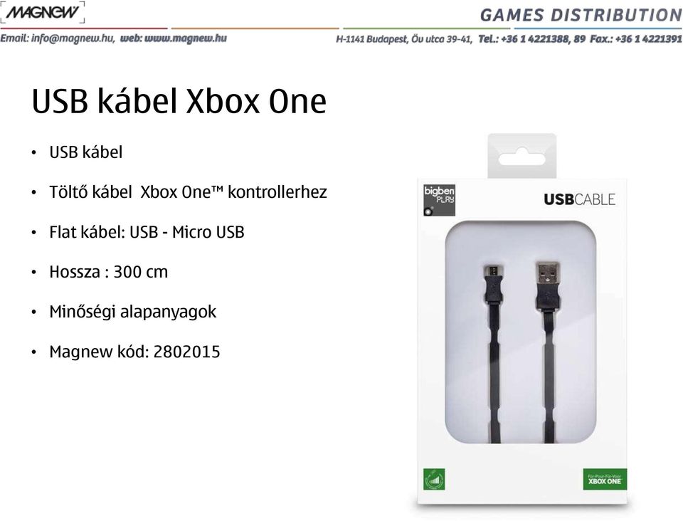 kábel: USB - Micro USB Hossza : 300
