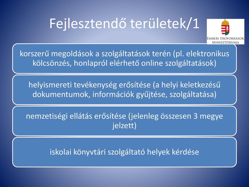 tevékenység erősítése (a helyi keletkezésű dokumentumok, információk gyűjtése,