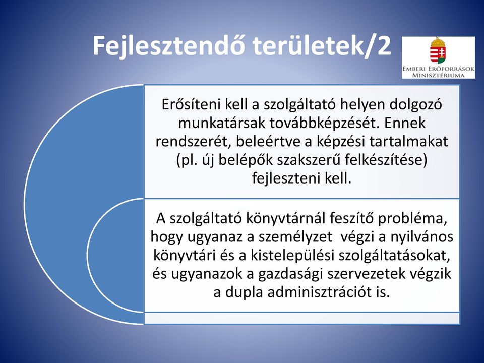 új belépők szakszerű felkészítése) fejleszteni kell.
