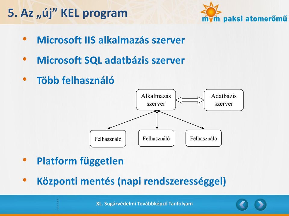 Alkalmazás szerver Adatbázis szerver Felhasználó