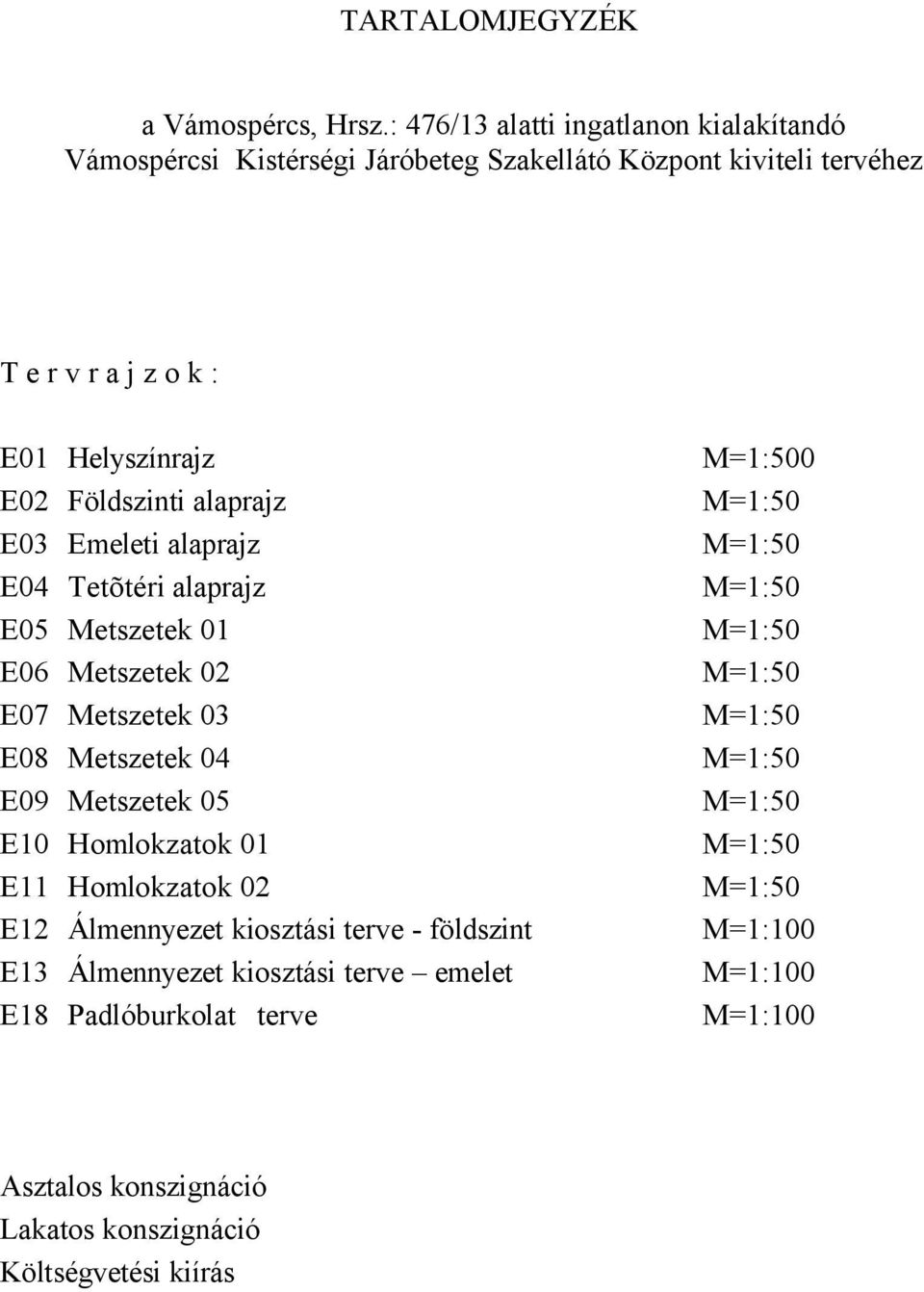 Homlokzatok 01 E11 Homlokzatok 02 E12 Álmennyezet kiosztási terve - földszint E13 Álmennyezet kiosztási terve