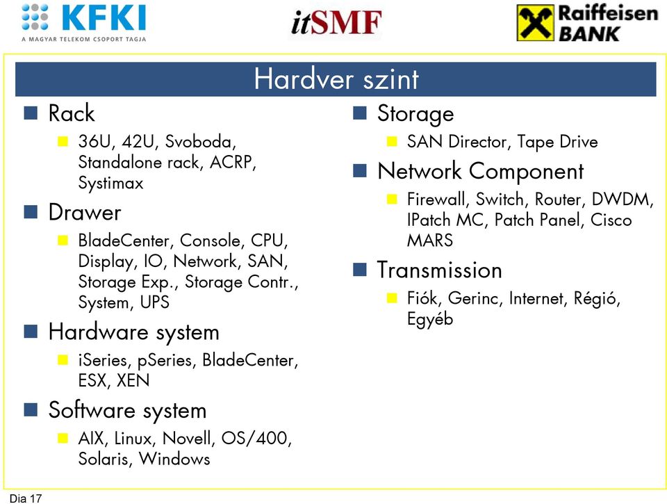 , System, UPS Hardware system iseries, pseries, BladeCenter, ESX, XEN Software system AIX, Linux, Novell, OS/400,