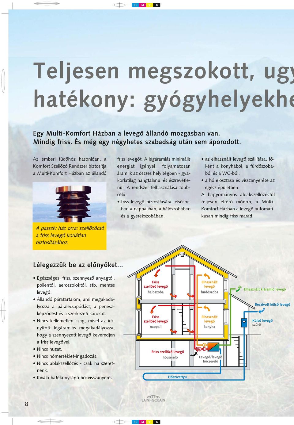 A légáramlás minimális energiát igényel, folyamatosan áramlik az összes helyiségben - gyakorlatilag hangtalanul és észrevétlenül.