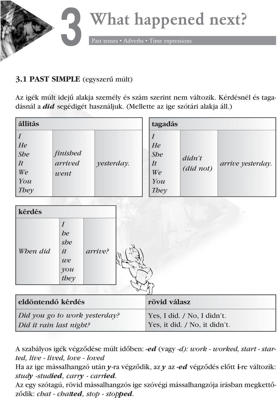 I He She It We You They didn t (did not) arrive yesterday. kérdés When did I he she it we you they arrive? eldöntendô kérdés Did you go to work yesterday? Did it rain last night?