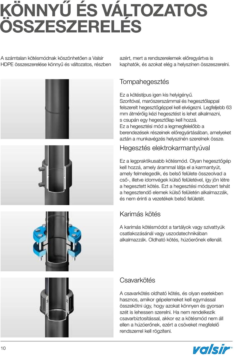 Legfeljebb 63 mm átmérőig kézi hegesztést is lehet alkalmazni, s csupán egy hegesztőlap kell hozzá.