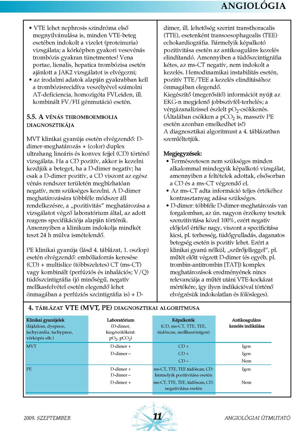 homozigóta FVLeiden, ill. kombinált FV/FII génmutáció esetén. 5.