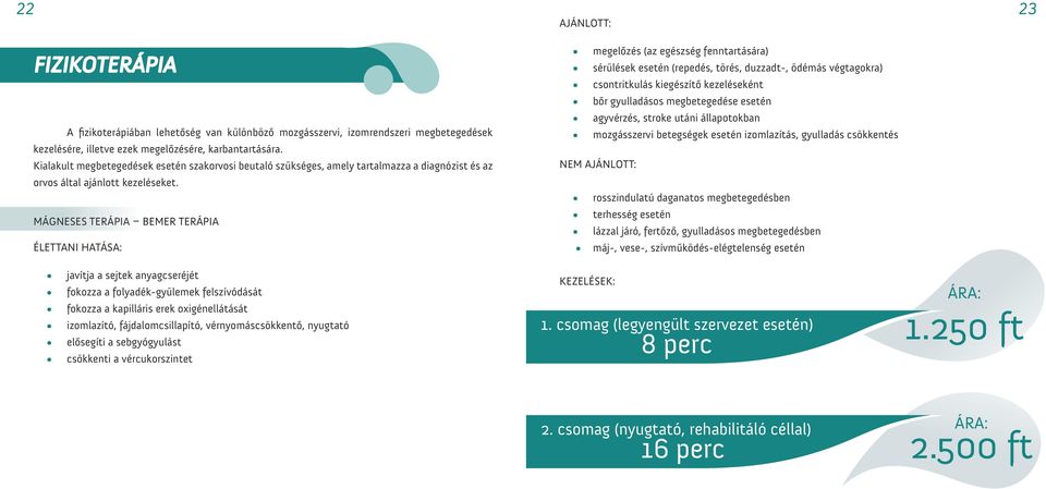 MÁGNESES TERÁPIA BEMER TERÁPIA ÉLETTANI HATÁSA: javítja a sejtek anyagcseréjét fokozza a folyadék-gyülemek felszívódását fokozza a kapilláris erek oxigénellátását izomlazító, fájdalomcsillapító,