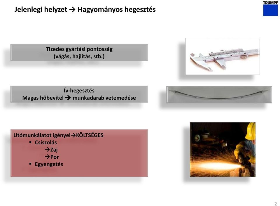 ) Ív-hegesztés Magas hőbevitel munkadarab