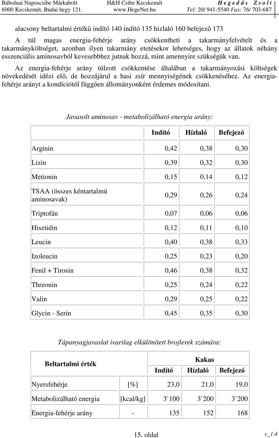 Az energia-fehérje arány túlzott csökkentése általában a takarmányozási költségek növekedését idézi el, de hozzájárul a hasi zsír mennyiségének csökkenéséhez.