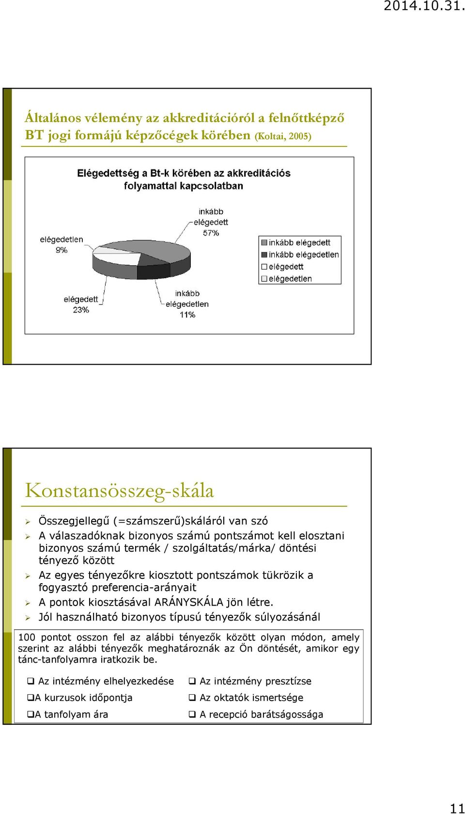 kiosztásával ARÁNYSKÁLA jön létre.