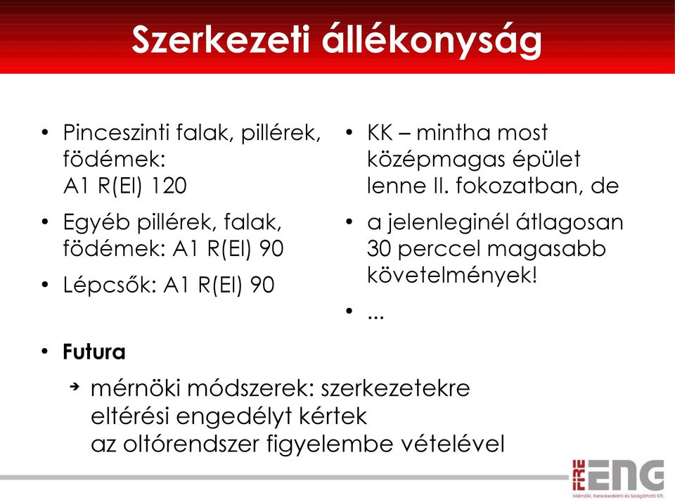 fokozatban, de a jelenleginél átlagosan 30 perccel magasabb követelmények!