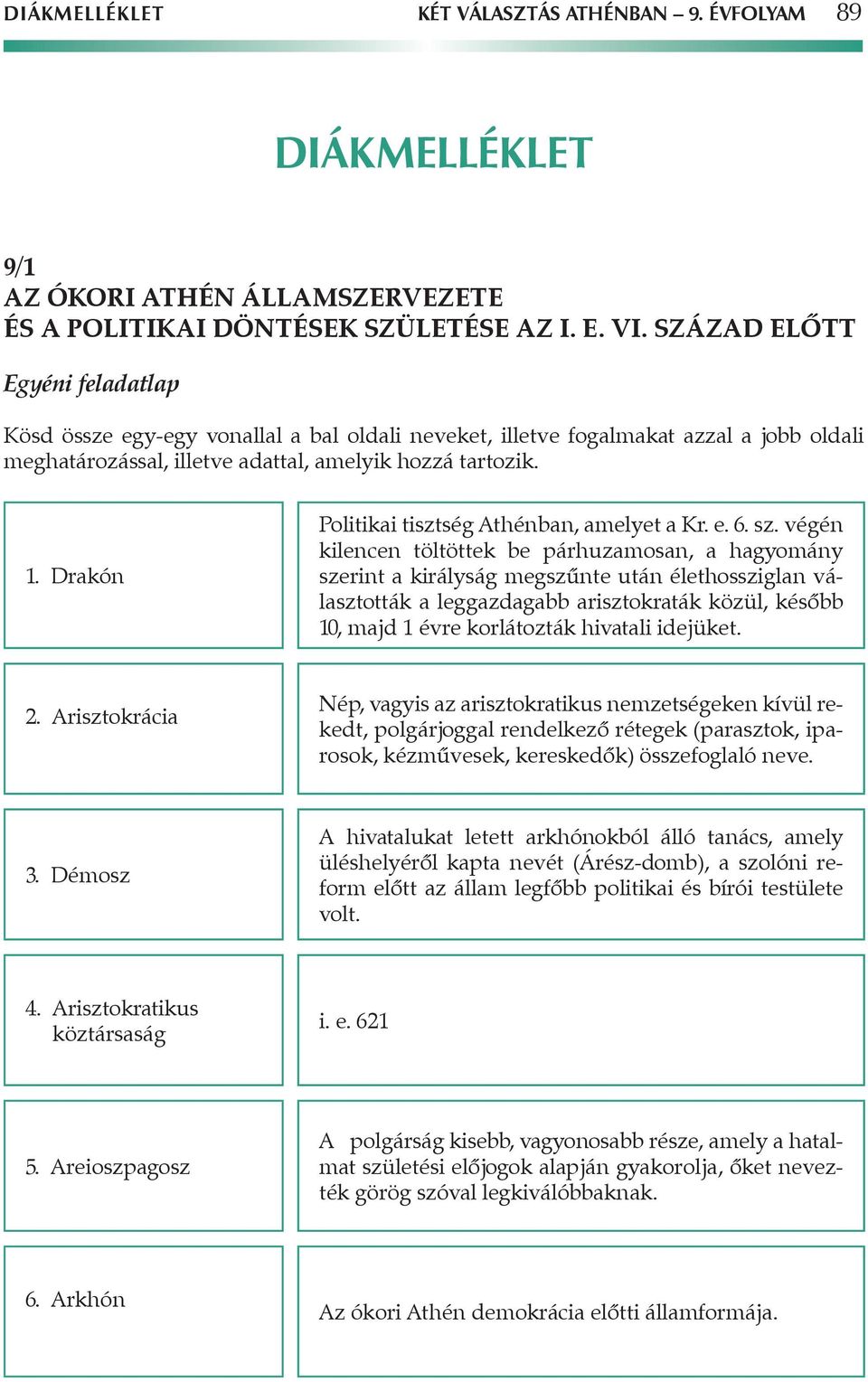 Drakón Politikai tisztség Athénban, amelyet a Kr. e. 6. sz.