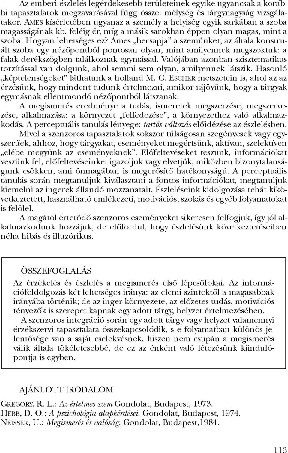 Ames becsapja a szemünket; az általa konstruált szoba egy nézôpontból pontosan olyan, mint amilyennek megszoktuk: a falak derékszögben találkoznak egymással.