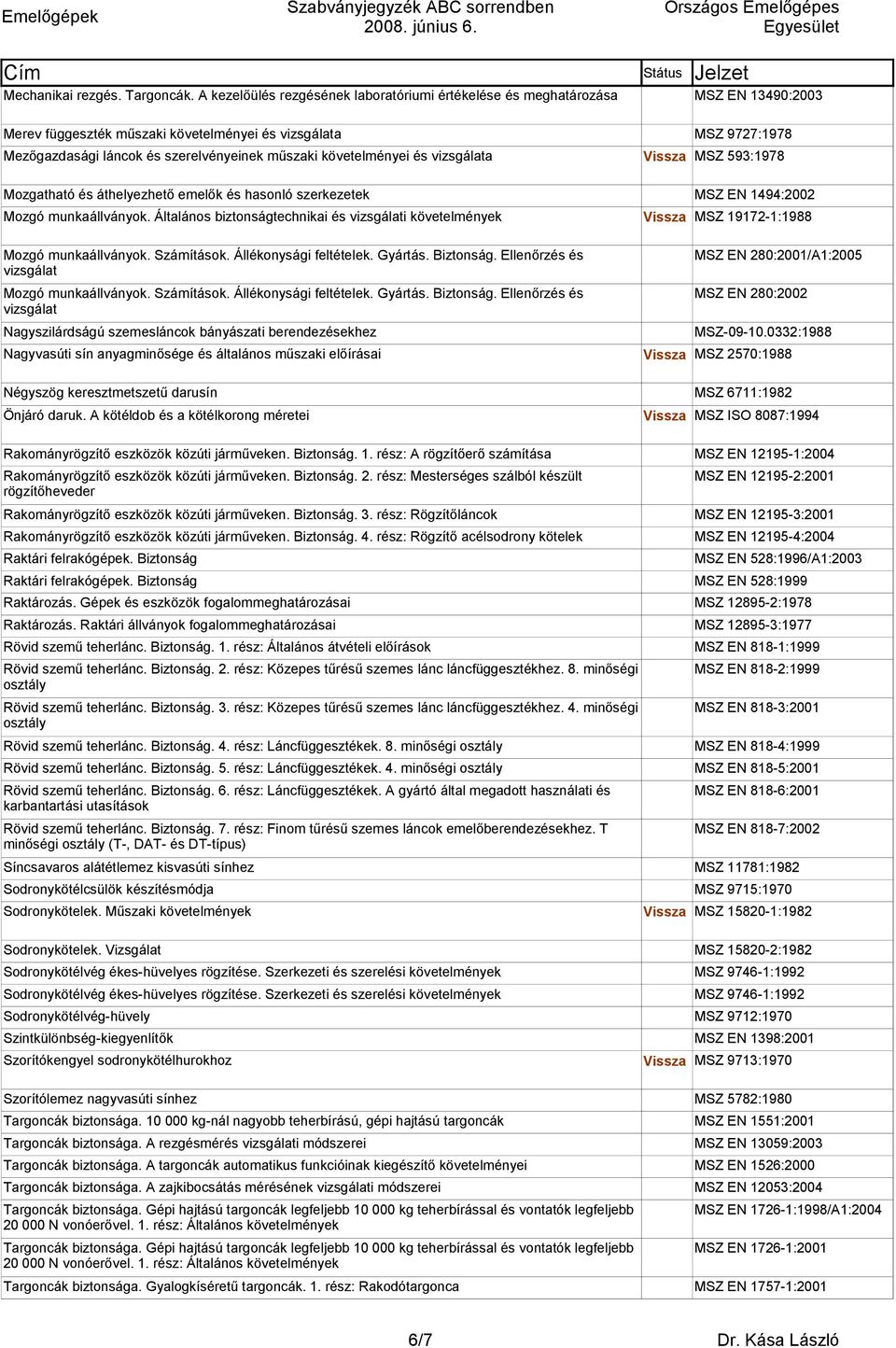 Vissza MSZ 593:1978 Mozgatható és áthelyezhető emelők és hasonló szerkezetek MSZ EN 1494:2002 Mozgó munkaállványok.