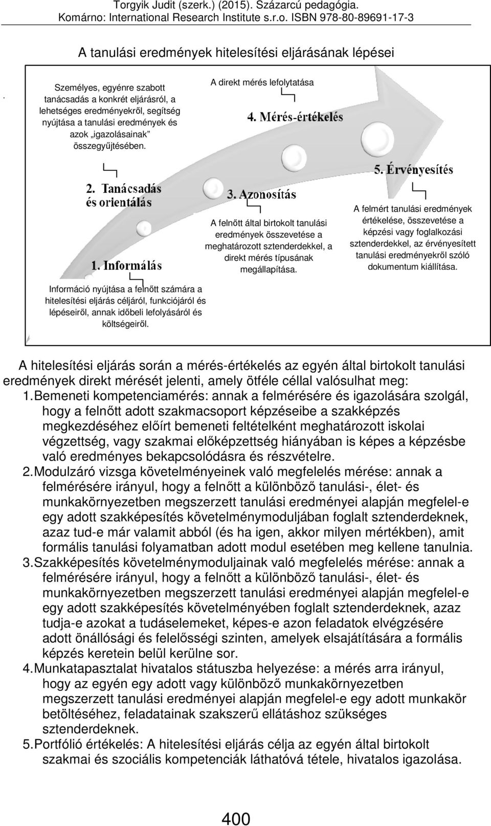 A direkt mérés lefolytatása A felnőtt által birtokolt tanulási eredmények összevetése a meghatározott sztenderdekkel, a direkt mérés típusának megállapítása.