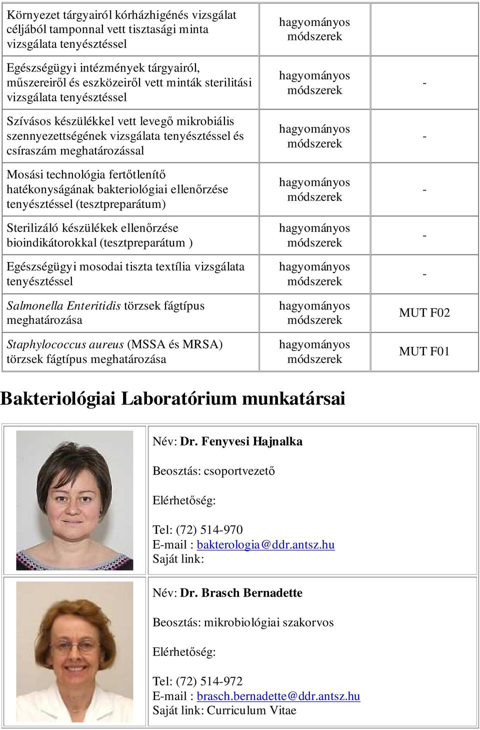 bakteriológiai ellenırzése tenyésztéssel (tesztpreparátum) Sterilizáló készülékek ellenırzése bioindikátorokkal (tesztpreparátum ) Egészségügyi mosodai tiszta textília vizsgálata tenyésztéssel