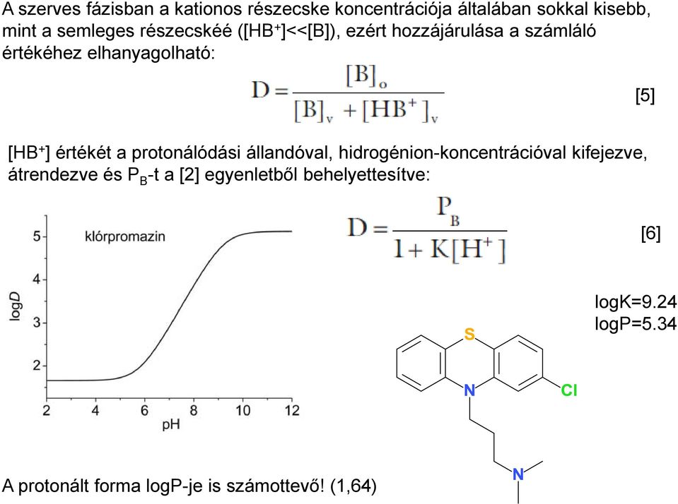 értékét a protonálódási állandóval, hidrogénion-koncentrációval kifejezve, átrendezve és P B -t a