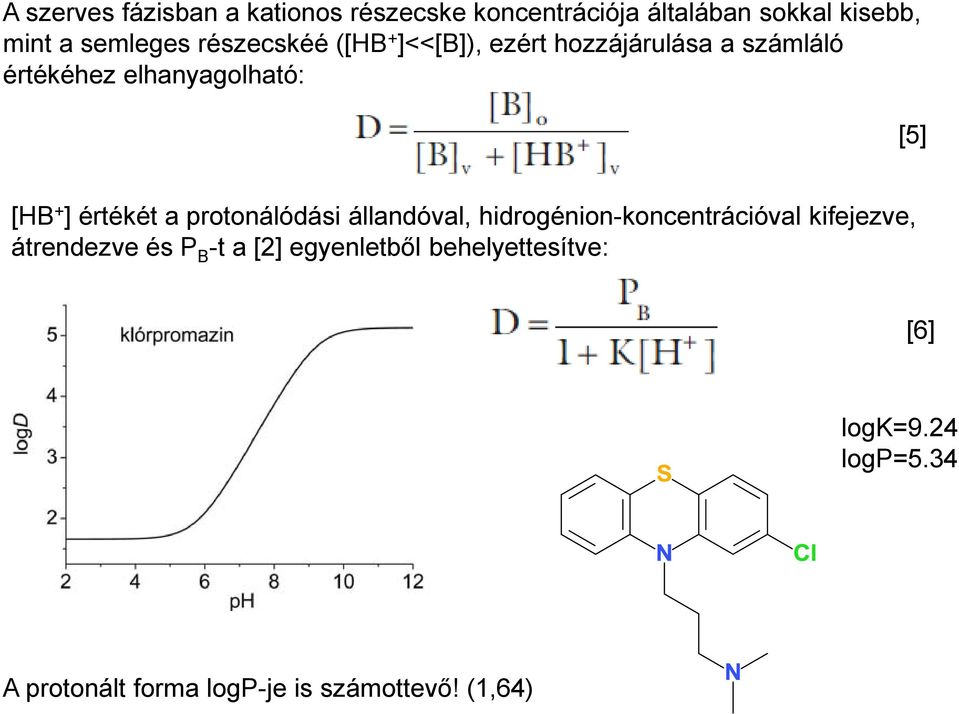 értékét a protonálódási állandóval, hidrogénion-koncentrációval kifejezve, átrendezve és P B -t a