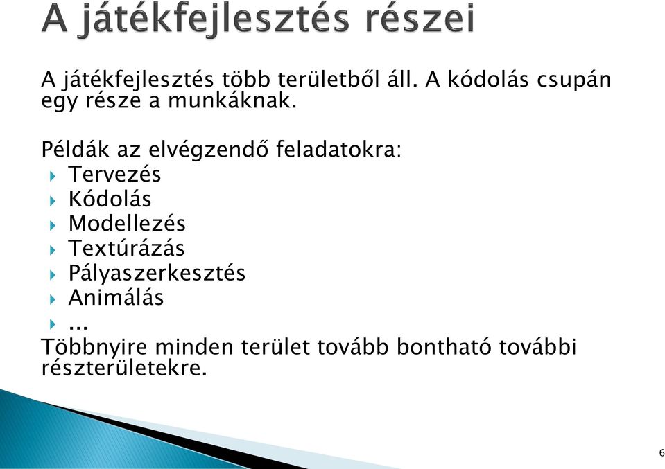 Példák az elvégzendő feladatokra: Tervezés Kódolás Modellezés