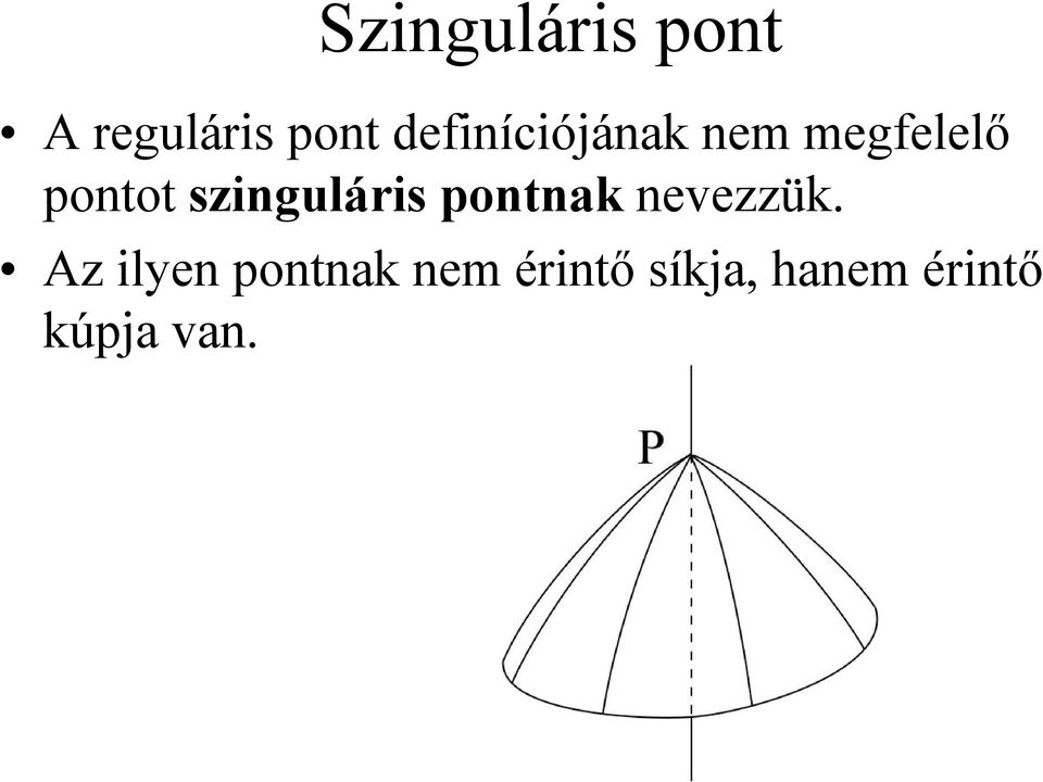 szinguláris pontnak nevezzük.