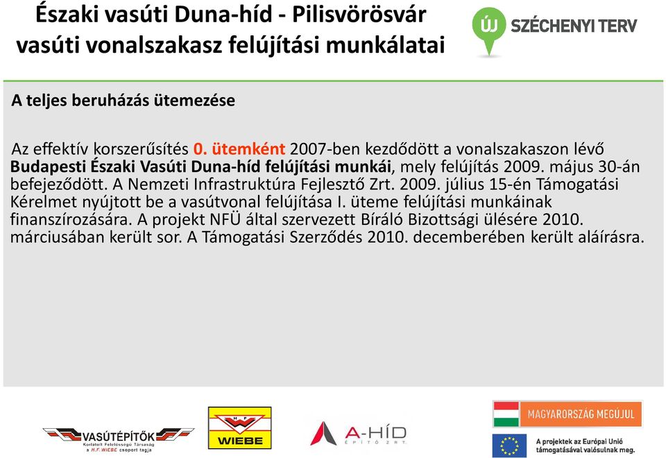 május 30-án befejeződött. A Nemzeti Infrastruktúra Fejlesztő Zrt. 2009.