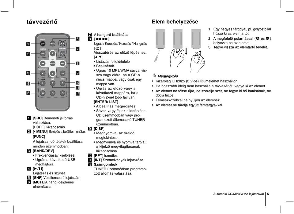 h [m M] Ugrás / Keresés / Keresés / Hangolás [ ] Visszatérés az előző lépéshez. [v V] Listázás felfelé/lefelé Beállítások.