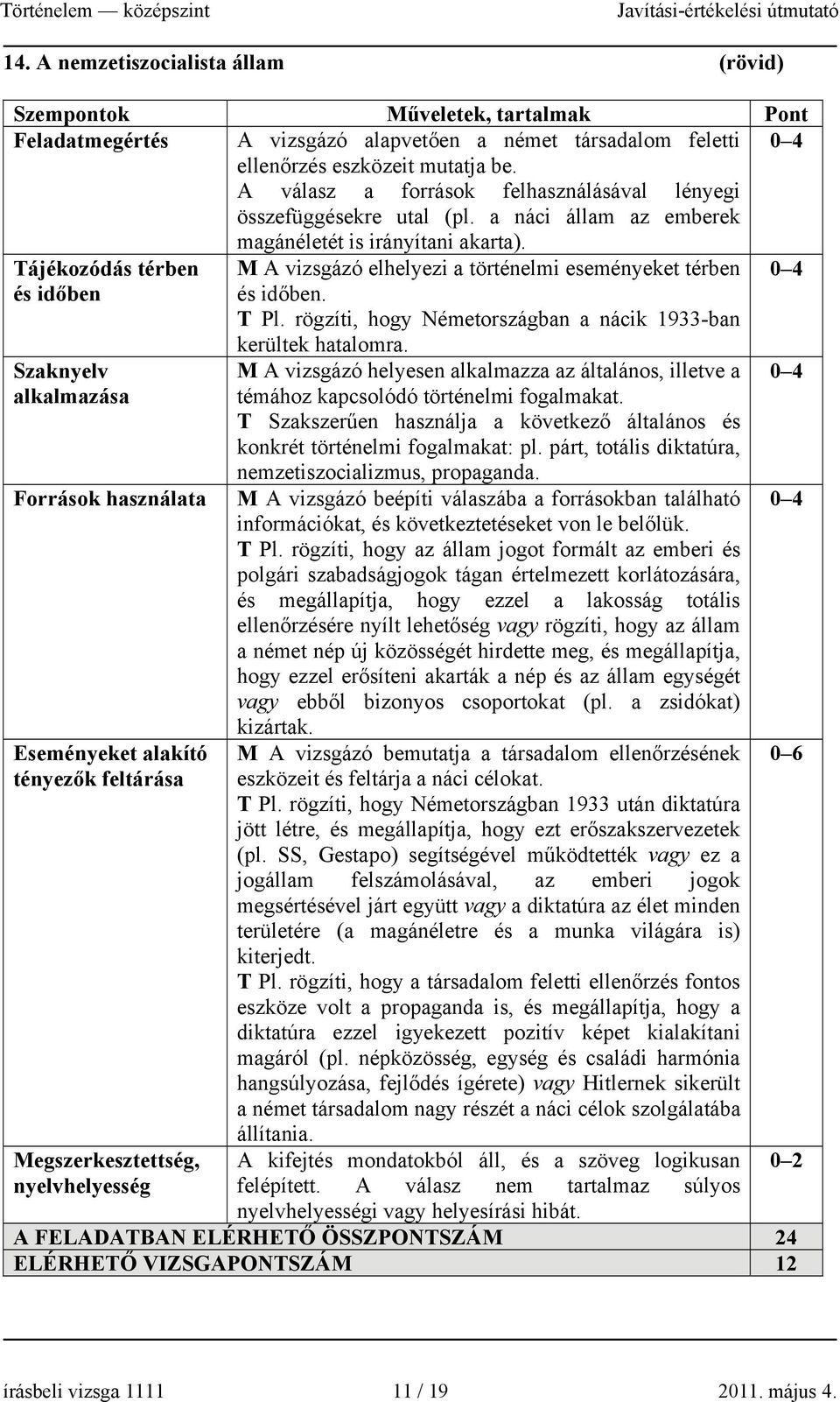 Tájékozódás térben és időben M A vizsgázó elhelyezi a történelmi eseményeket térben és időben. T Pl.