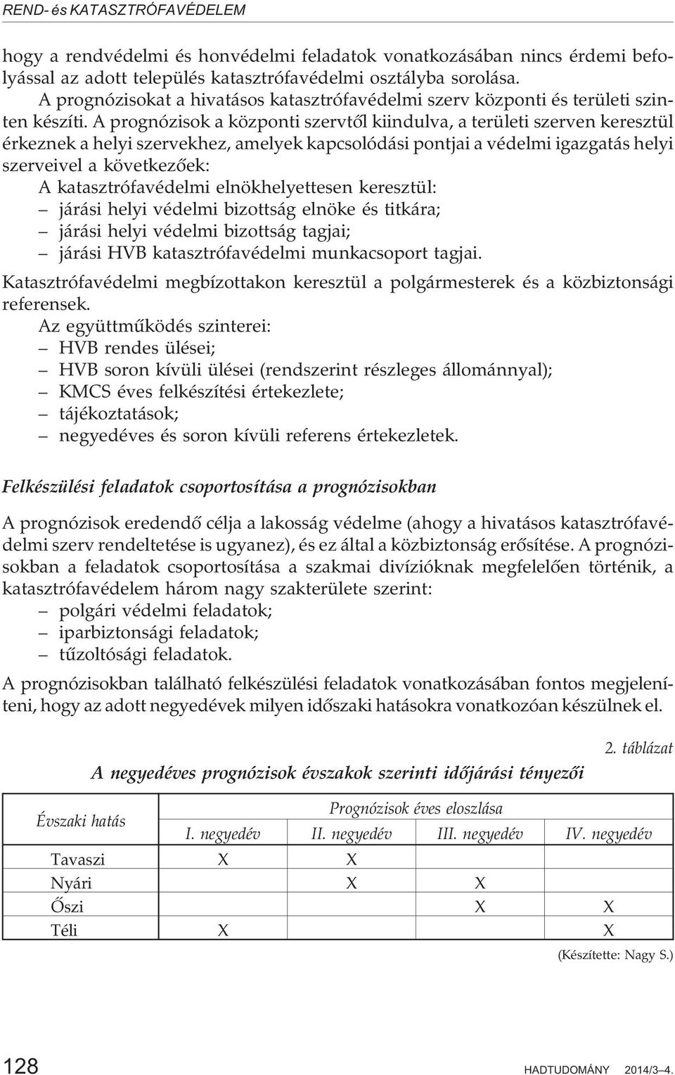 A prognózisok a központi szervtõl kiindulva, a területi szerven keresztül érkeznek a helyi szervekhez, amelyek kapcsolódási pontjai a védelmi igazgatás helyi szerveivel a következõek: A