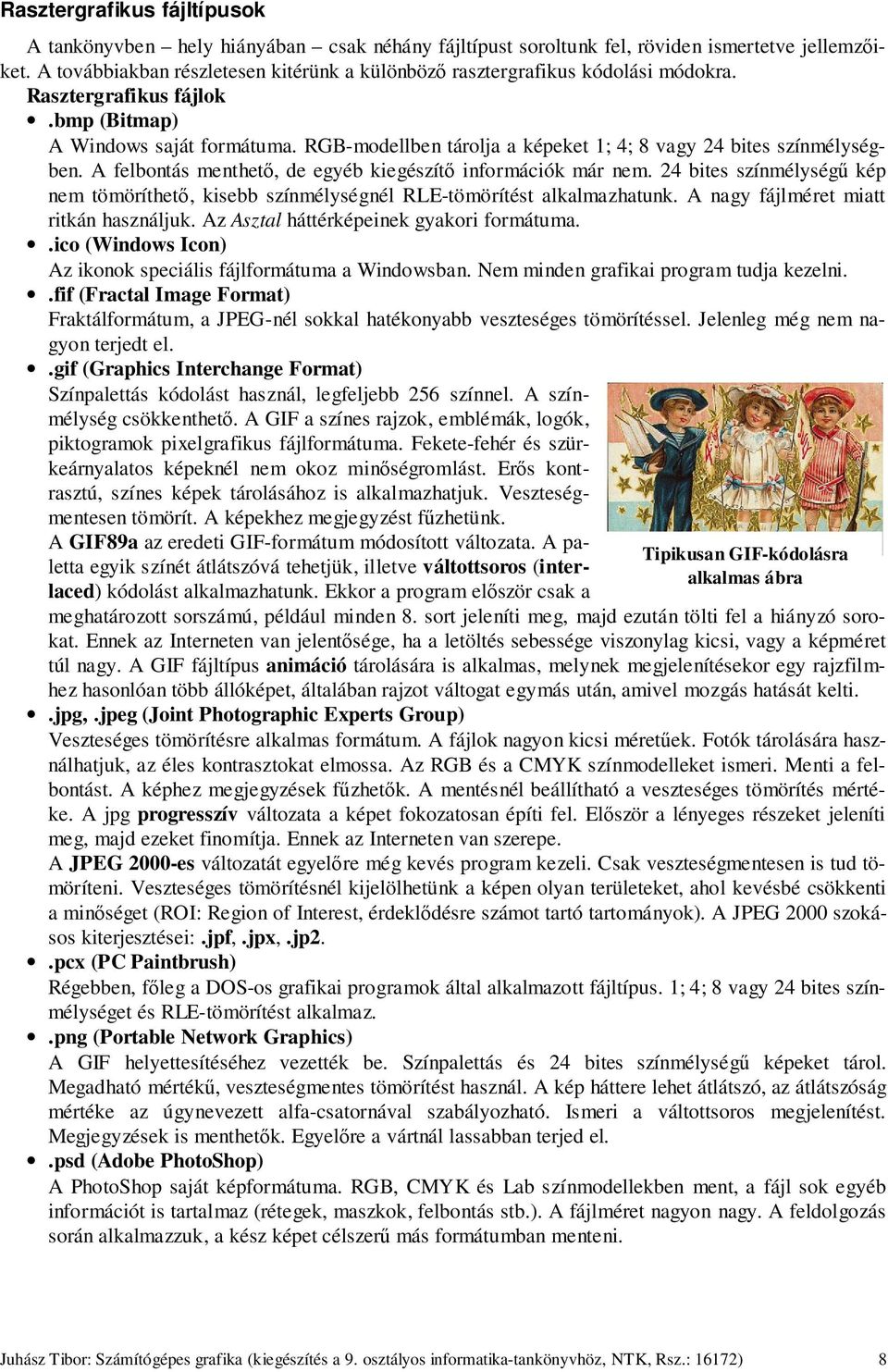 RGB-modellben tárolja a képeket 1; 4; 8 vagy 24 bites színmélységben. A felbontás menthető, de egyéb kiegészítő információk már nem.