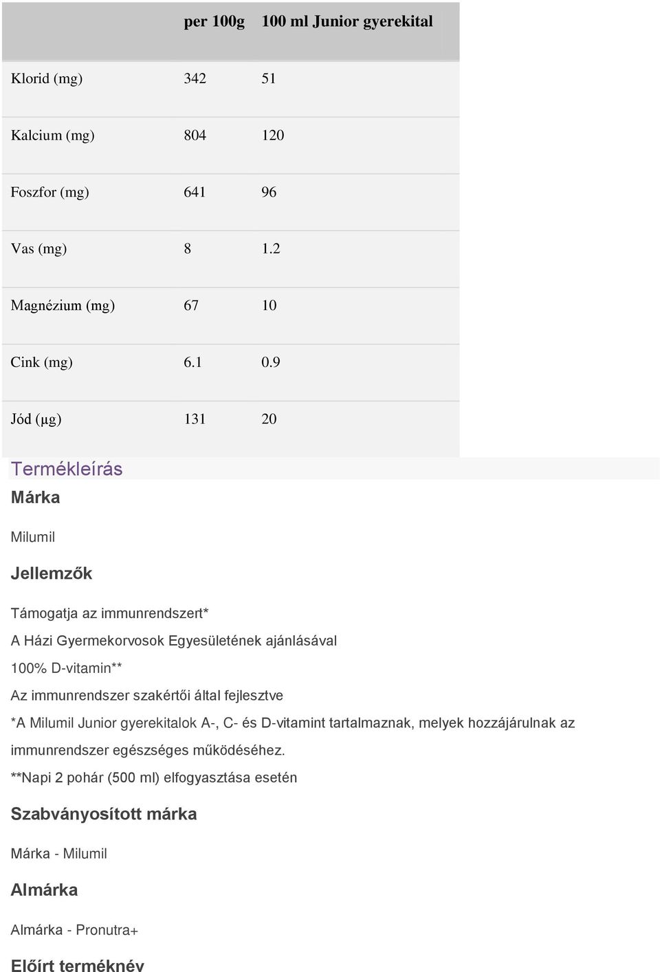 Az immunrendszer szakértői által fejlesztve *A Milumil Junior gyerekitalok A-, C- és D-vitamint tartalmaznak, melyek hozzájárulnak az immunrendszer