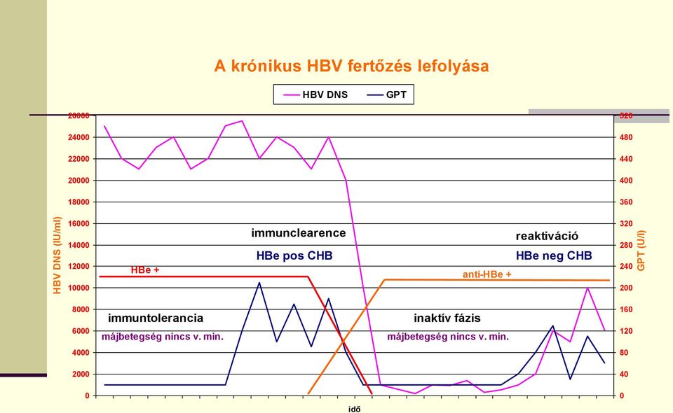 CHB anti-hbe + reaktiváció HBe neg CHB 320 280 240 200 8000 6000 immuntolerancia
