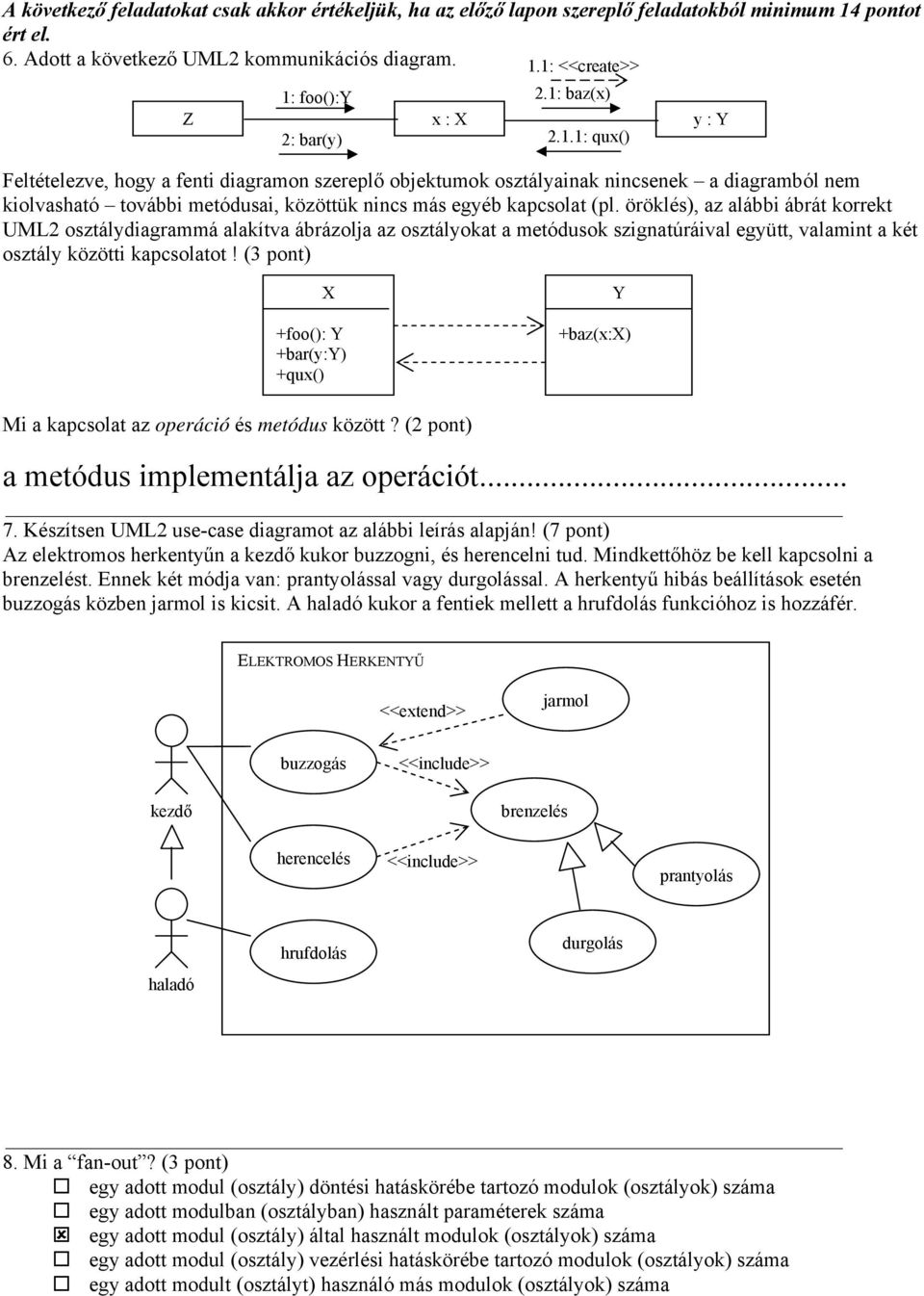 öröklés), az alábbi ábrát korrekt UML2 osztálydiagrammá alakítva ábrázolja az osztályokat a metódusok szignatúráival együtt, valamint a két osztály közötti kapcsolatot!
