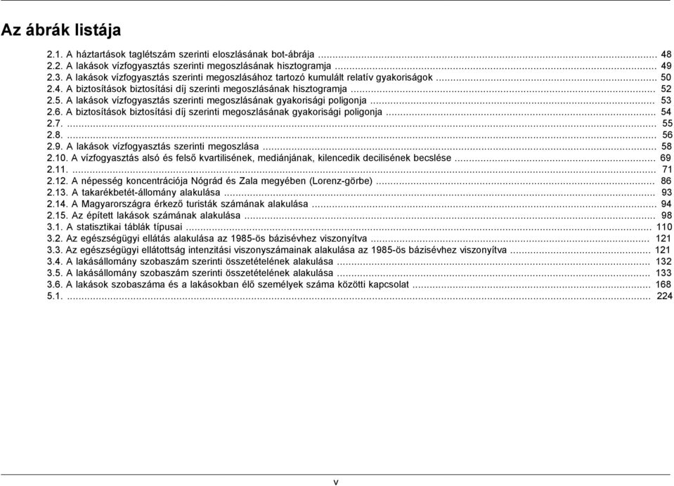 .. 53 2.6. A biztosítások biztosítási díj szerinti megoszlásának gyakorisági poligonja... 54 2.7.... 55 2.8.... 56 2.9. A lakások vízfogyasztás szerinti megoszlása... 58 2.10.