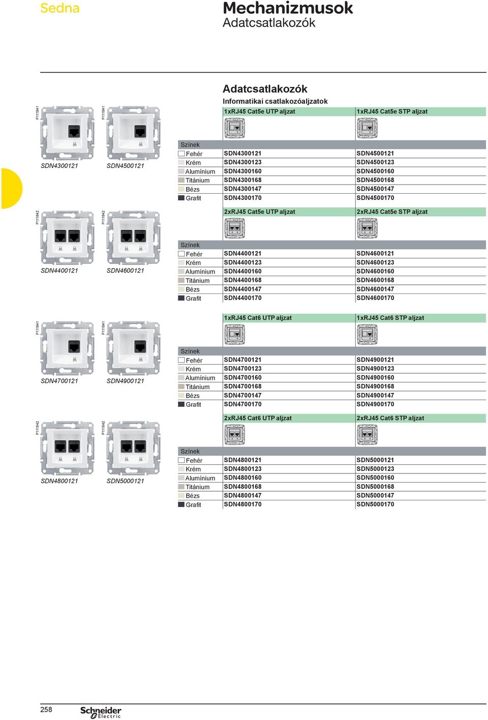 SDN4600121 SDN4400123 SDN4600123 SDN4400160 SDN4600160 SDN4400168 SDN4600168 SDN4400147 SDN4600147 SDN4400170 SDN4600170 P111841 P111841 1xRJ45 Cat6 UTP aljzat 1xRJ45 Cat6 STP aljzat SDN4700121