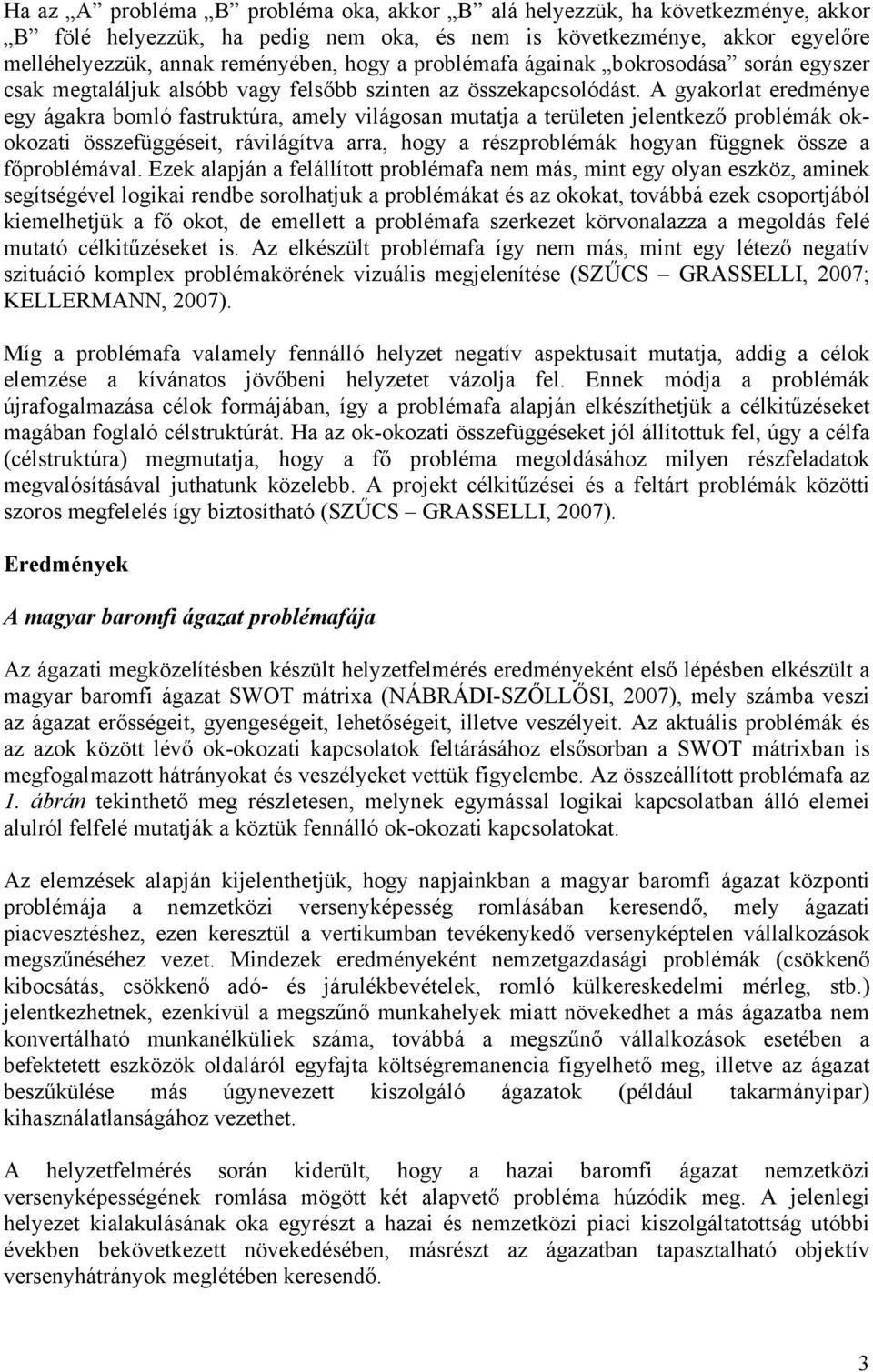 A gyakorlat eredménye egy ágakra bomló fastruktúra, amely világosan mutatja a területen jelentkező problémák okokozati összefüggéseit, rávilágítva arra, hogy a részproblémák hogyan függnek össze a