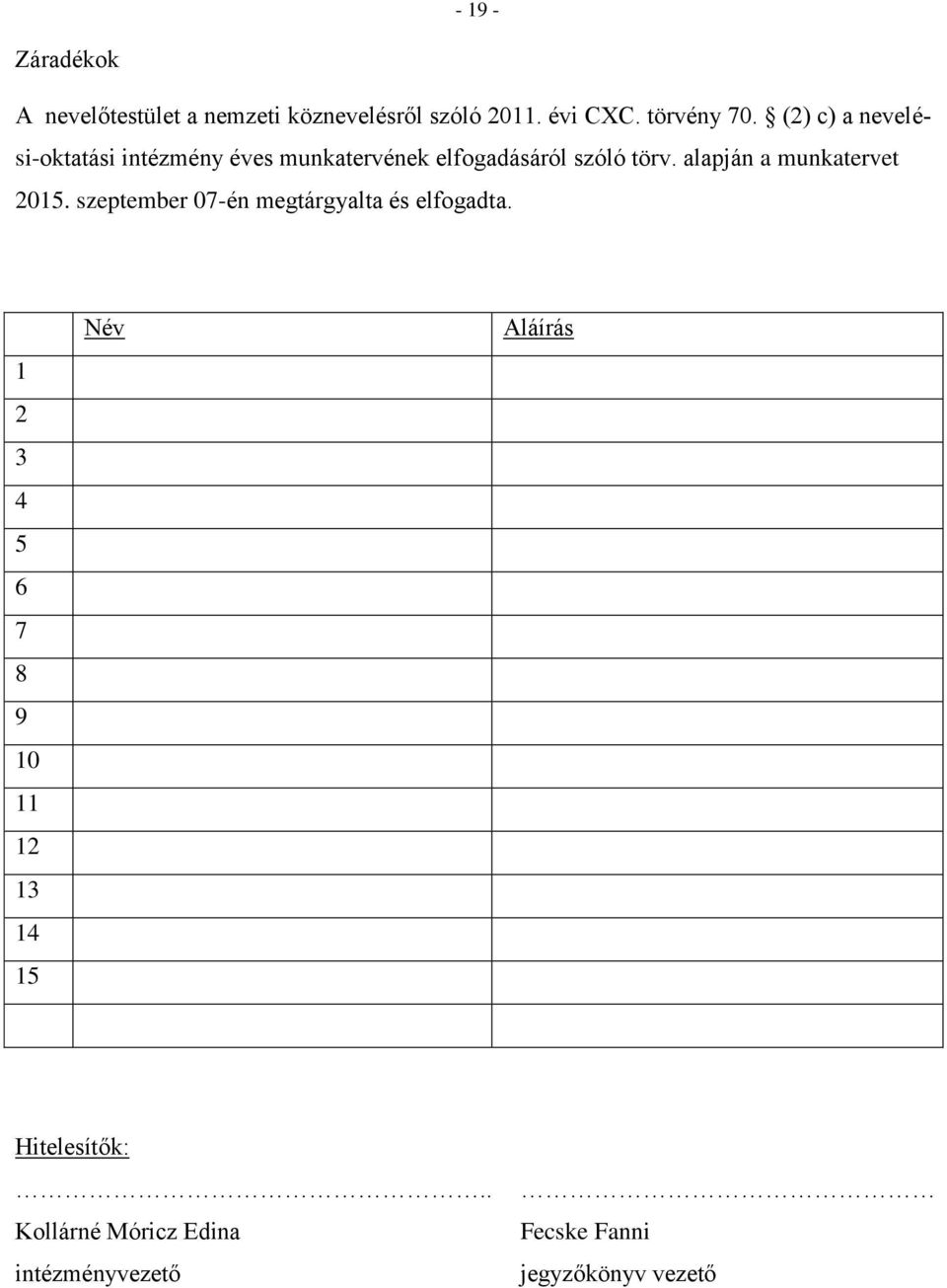 alapján a munkatervet 2015. szeptember 07-én megtárgyalta és elfogadta.