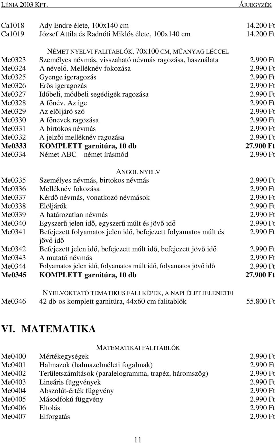 990 Ft Me0325 Gyenge igeragozás 2.990 Ft Me0326 Erős igeragozás 2.990 Ft Me0327 Időbeli, módbeli segédigék ragozása 2.990 Ft Me0328 A főnév. Az ige 2.990 Ft Me0329 Az elöljáró szó 2.