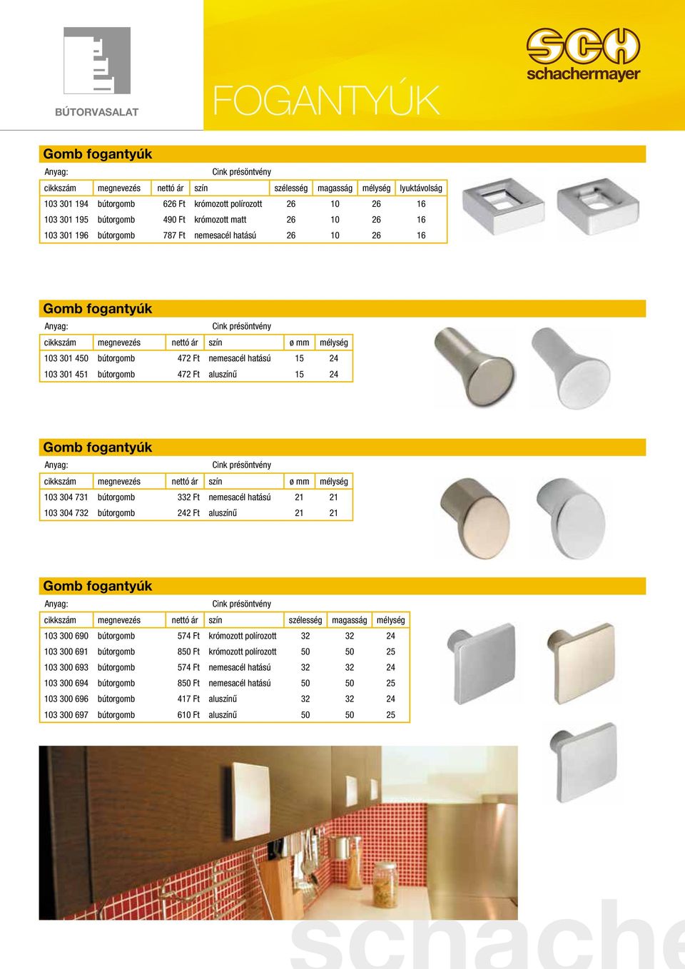 cikkszám megnevezés nettó ár szín ø mm mélység 103 304 731 bútorgomb 332 Ft nemesacél hatású 21 21 103 304 732 bútorgomb 242 Ft aluszínű 21 21 Gomb fogantyúk 103 300 690 bútorgomb 574 Ft krómozott