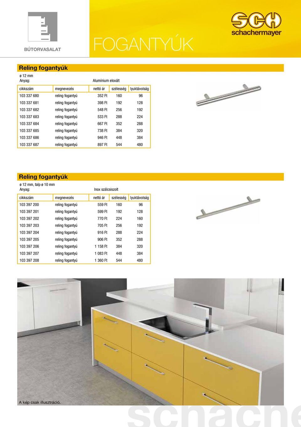 448 384 103 337 687 reling fogantyú 897 Ft 544 480 Reling fogantyúk ø 12 mm, talp ø 10 mm Inox szálcsiszolt cikkszám megnevezés nettó ár szélesség lyuktávolság 103 397 200 reling fogantyú 559 Ft 160