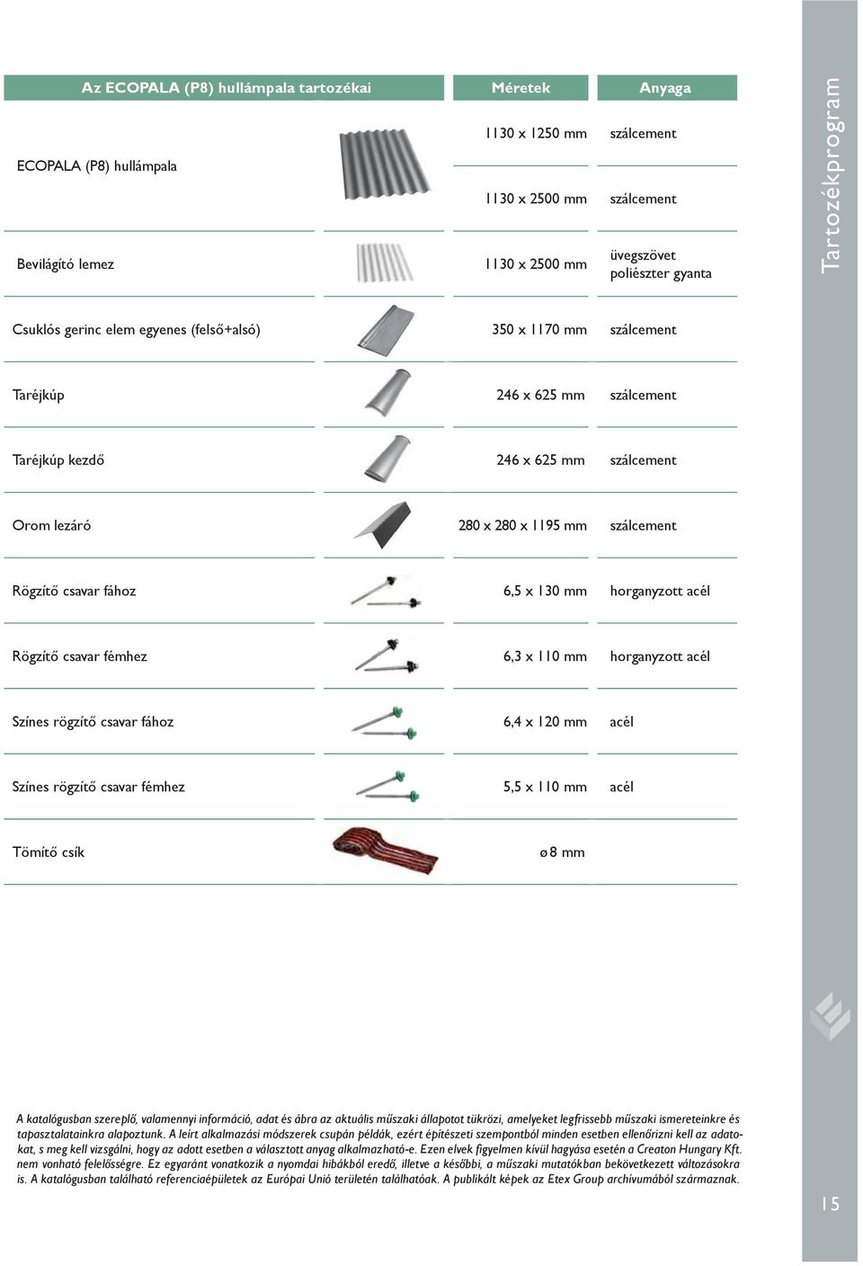 Rögzítő csavar fához 6,5 x 130 mm horganyzott acél Rögzítő csavar fémhez 6,3 x 110 mm horganyzott acél Színes rögzítő csavar fához 6,4 x 120 mm acél Színes rögzítő csavar fémhez 5,5 x 110 mm acél