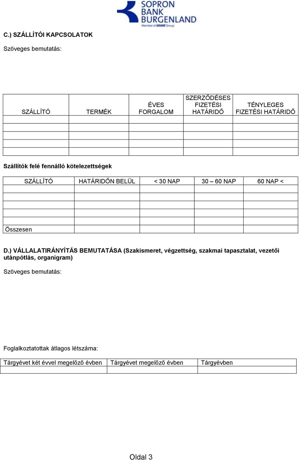 D.) VÁLLALATIRÁNYÍTÁS BEMUTATÁSA (Szakismeret, végzettség, szakmai tapasztalat, vezetői utánpótlás,