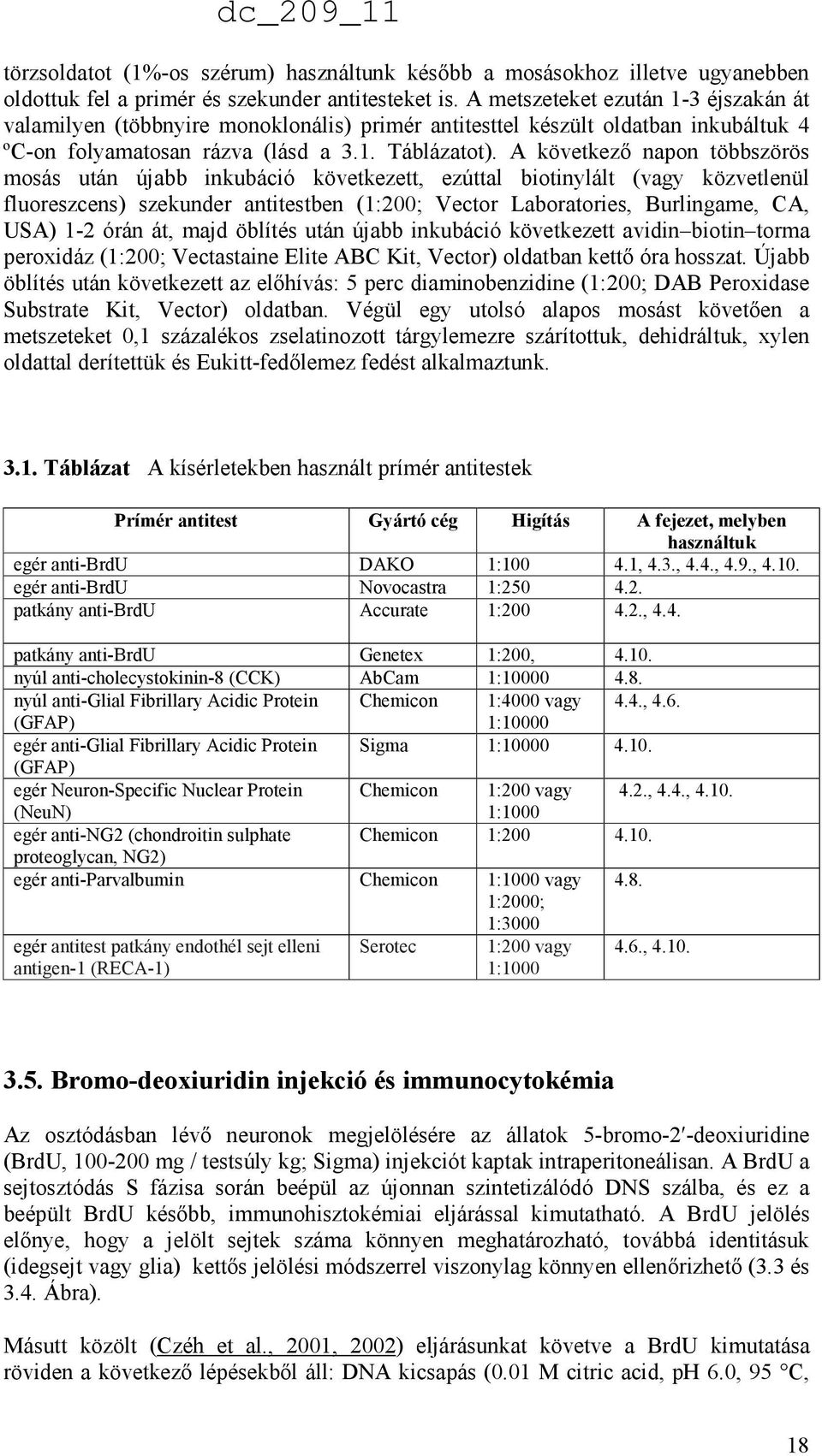 A következı napon többszörös mosás után újabb inkubáció következett, ezúttal biotinylált (vagy közvetlenül fluoreszcens) szekunder antitestben (1:200; Vector Laboratories, Burlingame, CA, USA) 1-2