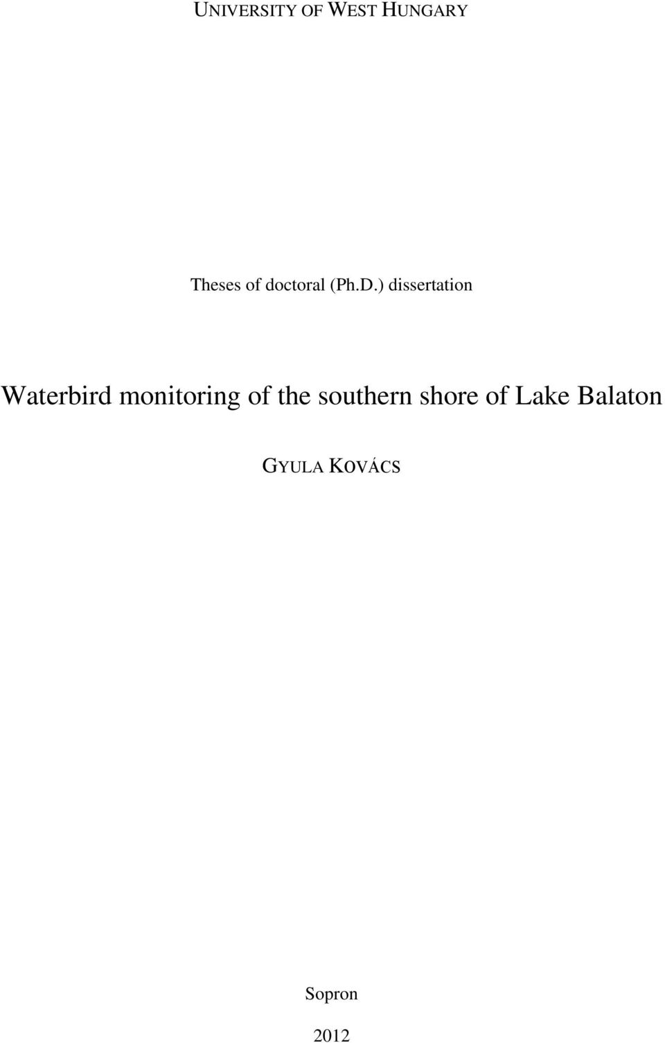 ) dissertation Waterbird monitoring