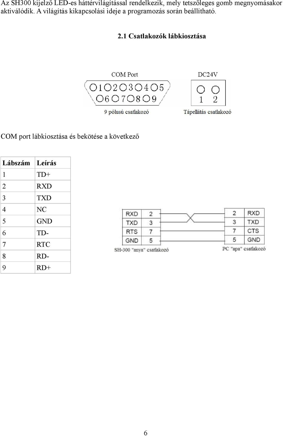 A világítás kikapcsolási ideje a programozás során beállítható. 2.