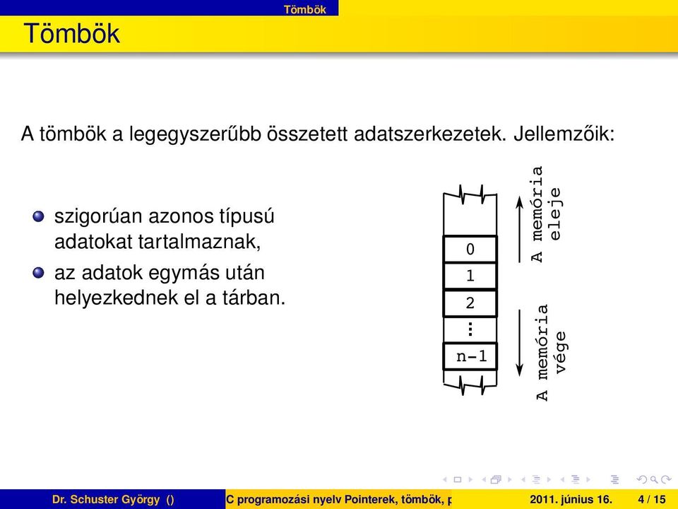 egymás után helyezkednek el a tárban.