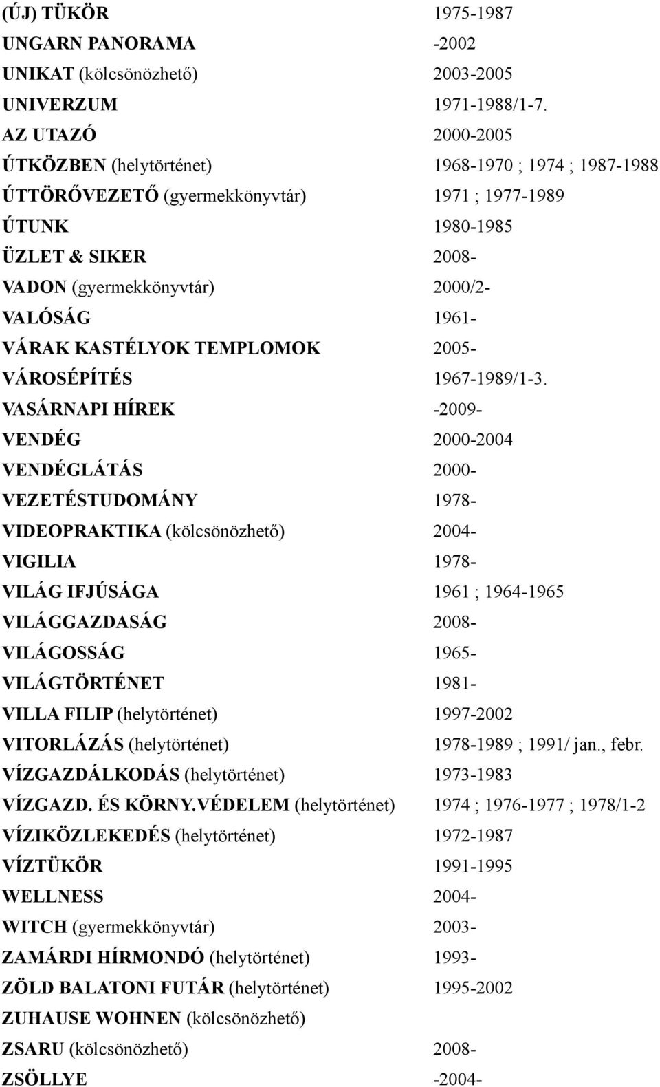 1961- VÁRAK KASTÉLYOK TEMPLOMOK 2005- VÁROSÉPÍTÉS 1967-1989/1-3.