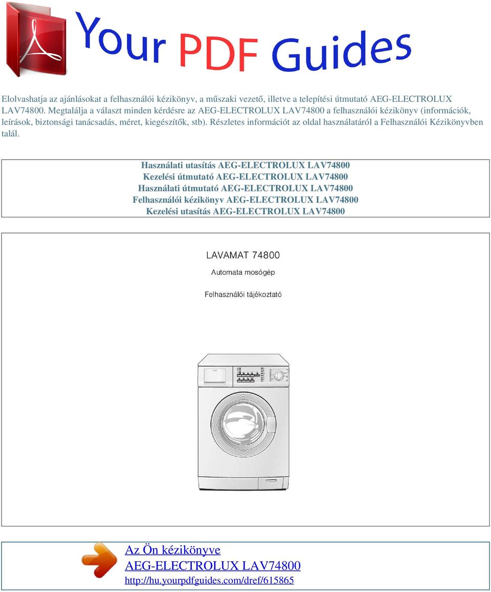 Az Ön kézikönyve AEG-ELECTROLUX LAV - PDF Ingyenes letöltés